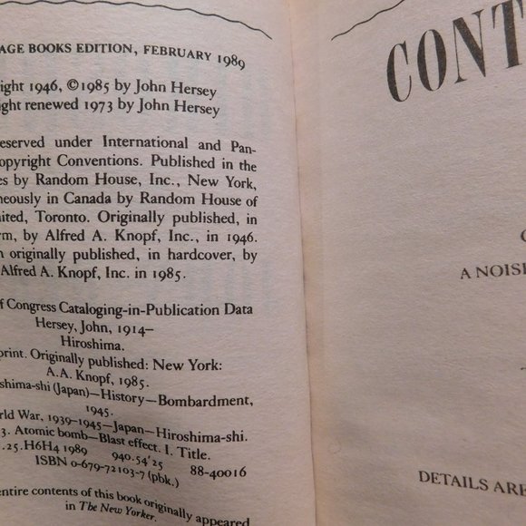 Hiroshima by John Hersey First Vintage Books Edition 1989 Paperback - Picture 6 of 11